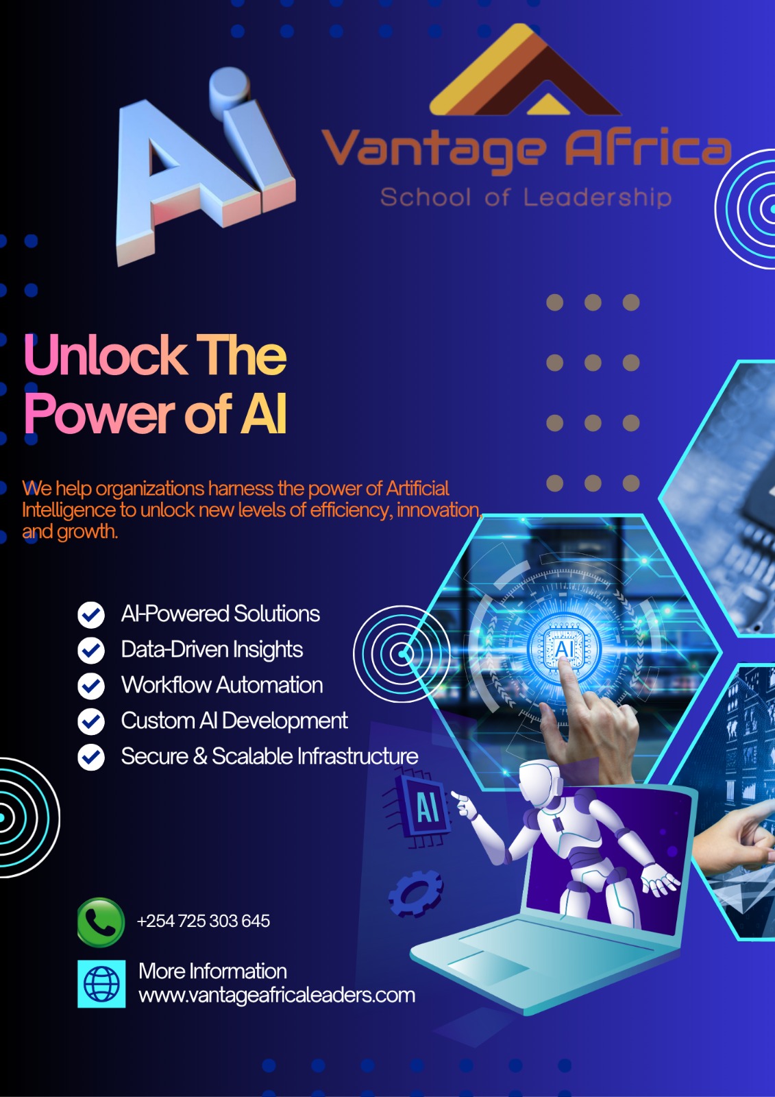 Vantage Africa AI-powered solutions training poster