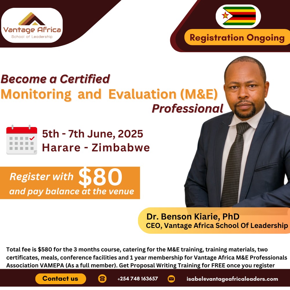 Become a Certified Monitoring and Evaluation Training - ZIMBABWE Training.