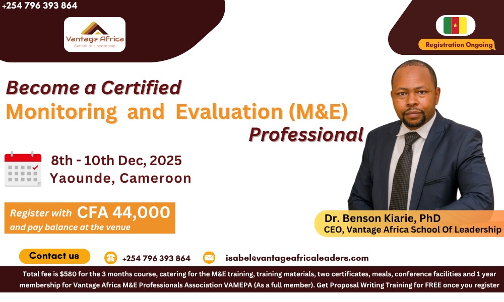 Become a Certified Monitoring and Evaluation Professional -Cameroon Training.