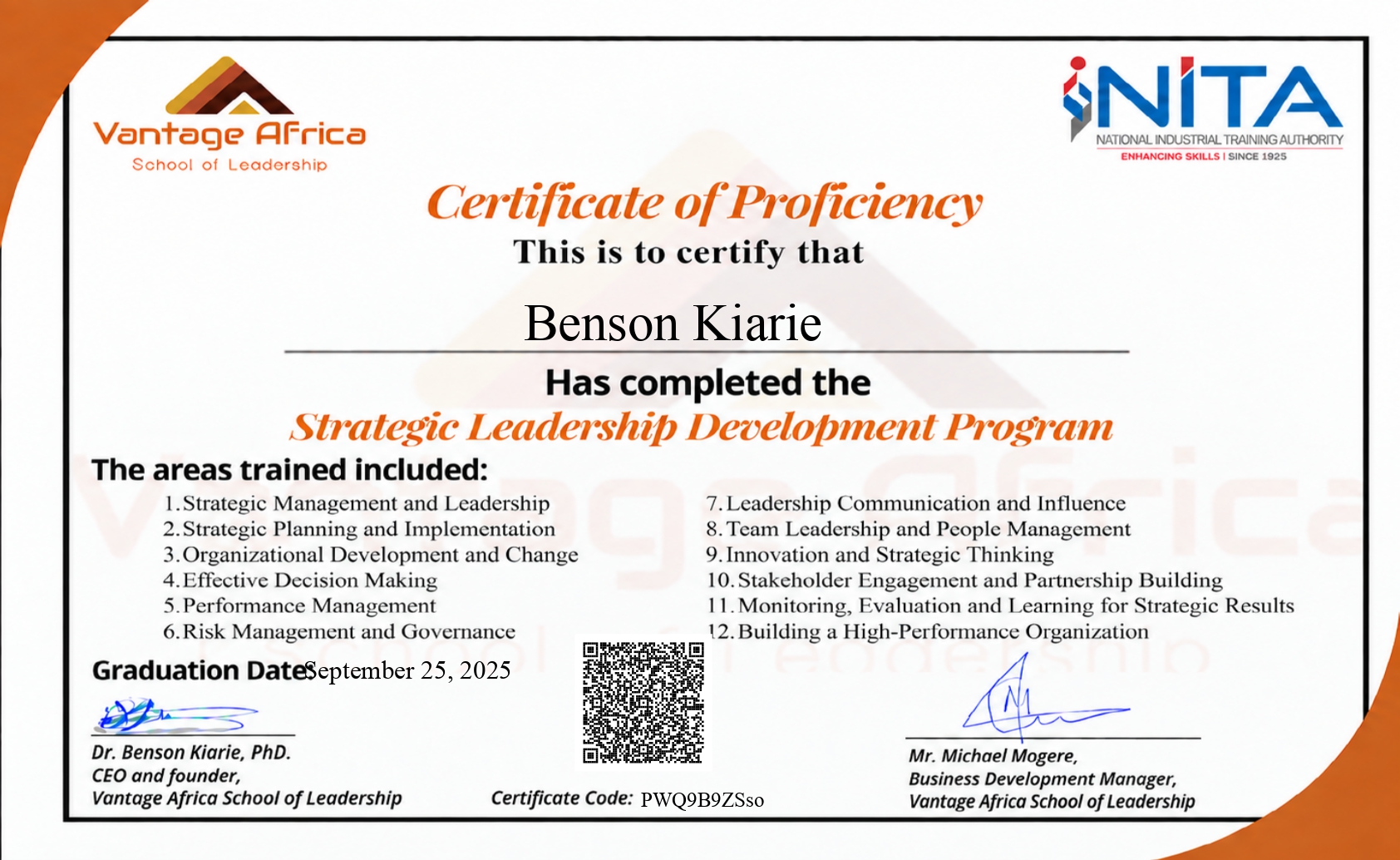Sample Certificate