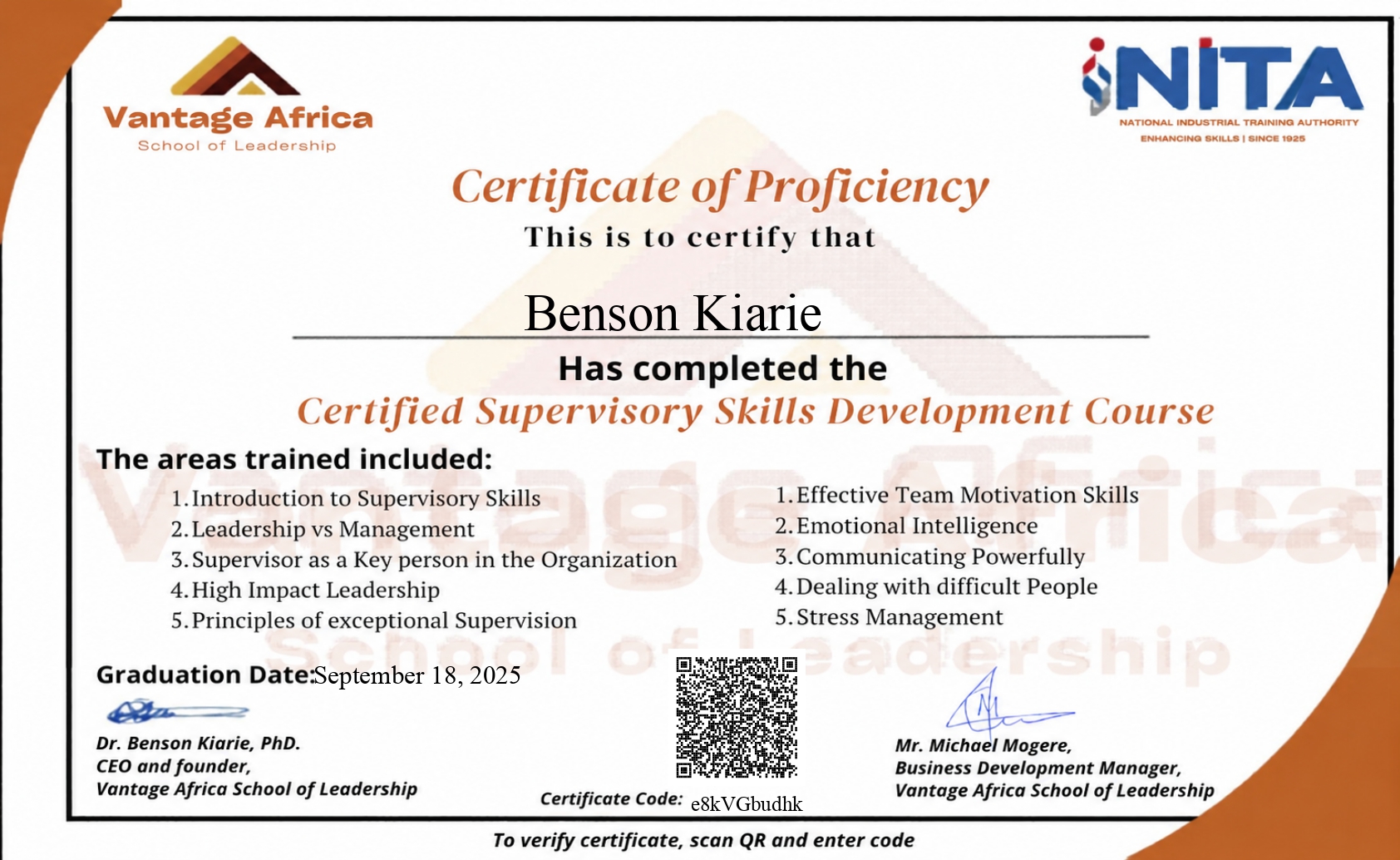 Sample Certificate