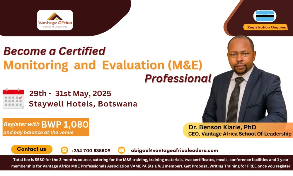 Become a Certified Monitoring and Evaluation Professional  - Botswana Training.