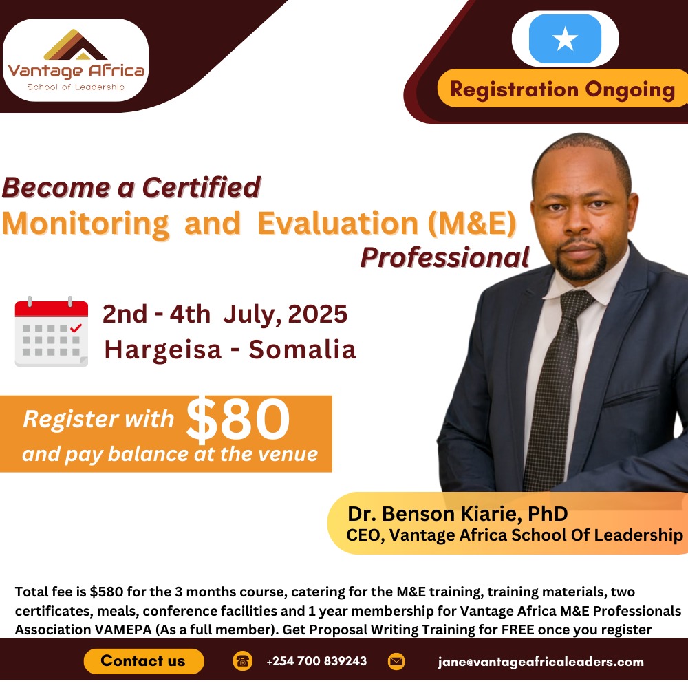Become a Certified Monitoring and Evaluation Training - Somalia Training.