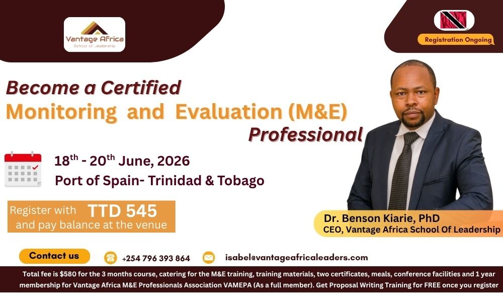 Monitoring and Evaluation Training in Port of Spain, Trinidad & Tobago (18th to 20th June 2026)