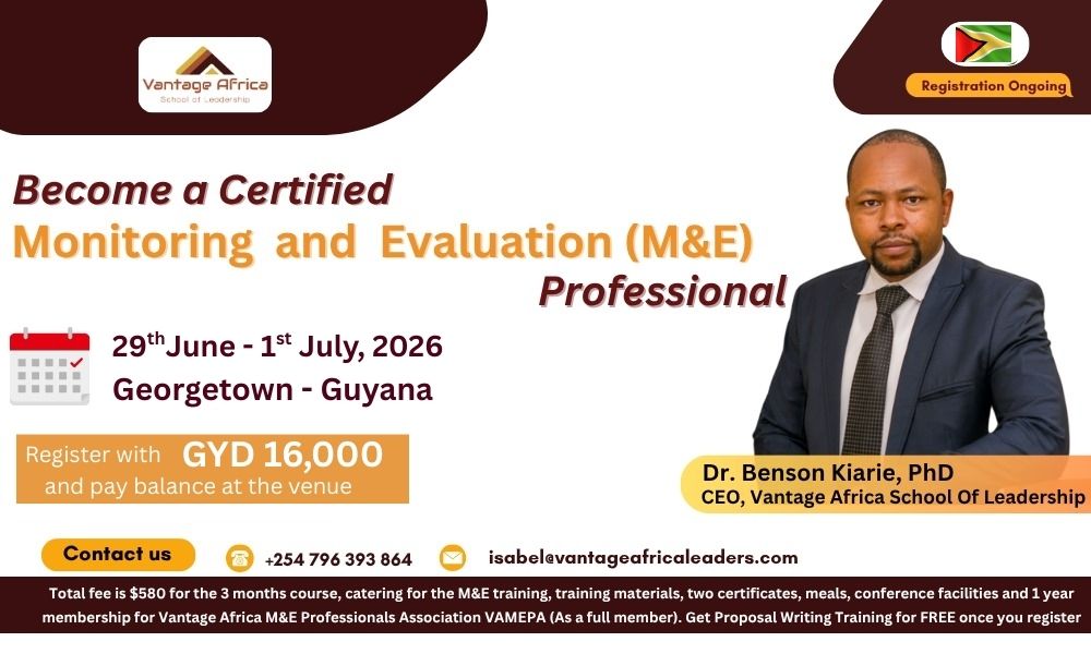 Monitoring and Evaluation Training in Georgetown ,Guyana (29th June - 1st July 2026)