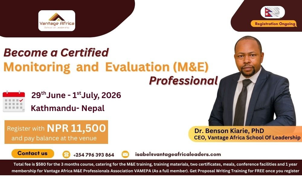Monitoring and Evaluation Training in Kathmandu, Nepal (29th June to 1st July )